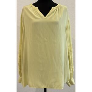 Chico’s Yellow Pullover V-Neck Blouse Long Layered Sleeves Size 4 (XXL)